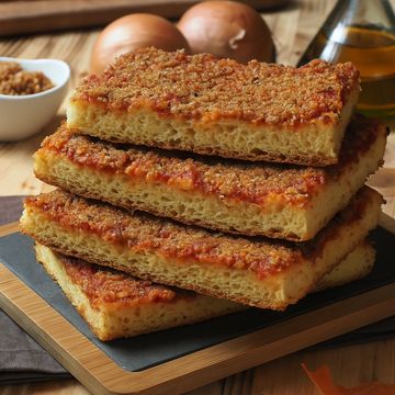 Parts carrées de Sfincione : La pizza à la sicilienne