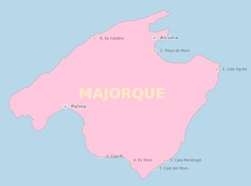 Carte des meilleures plages de Majorque
