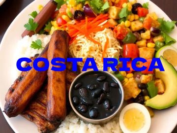 Gros plan sur un plat de casado, spécialité du Costa Rica