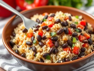 Gros plan sur un plat de Gallo Pinto