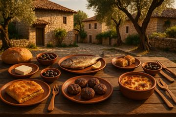 Table de nourriture de spécialités albanaises